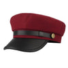 Classic Flat Top Army Military Hat with Large Buttons and Polyurethane Belt-Hats-Innovato Design-Dark red-Innovato Design