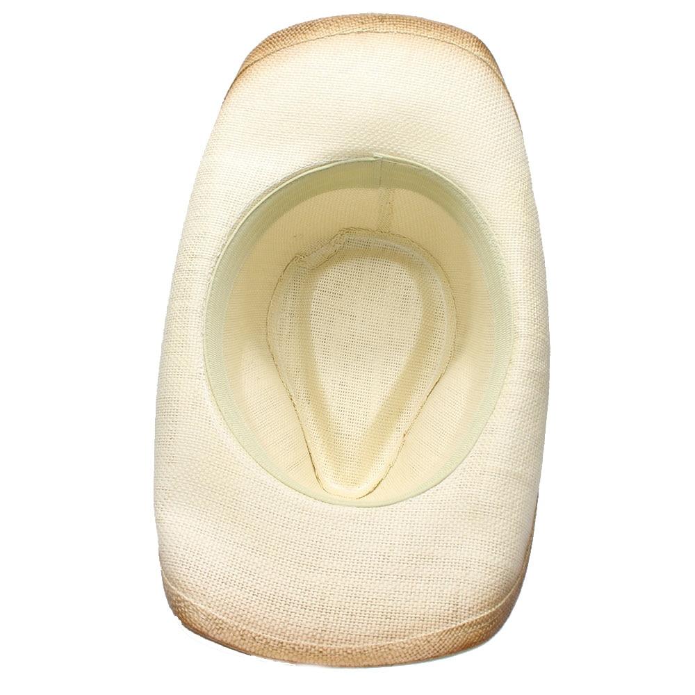 Retro Beige Straw Cowboy Hat with Dollar Sign Leather Band-Hats-Innovato Design-Innovato Design