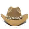 Retro Parent-Child Wool Cowboy Hat with White Hollow-out Knit Band