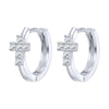 925 Sterling Silver Hoop Earrings with Cubic Zirconia Cross-Earrings-Innovato Design-Innovato Design