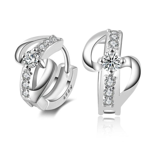 925 Sterling Silver Cross Hoop Earrings with AAA Cubic Zirconia-Earrings-Innovato Design-Innovato Design
