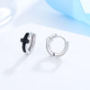 Black & Silver Circle Cross Hoop Earrings-Earrings-Innovato Design-Innovato Design