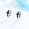 Black & Silver Circle Cross Hoop Earrings-Earrings-Innovato Design-Innovato Design