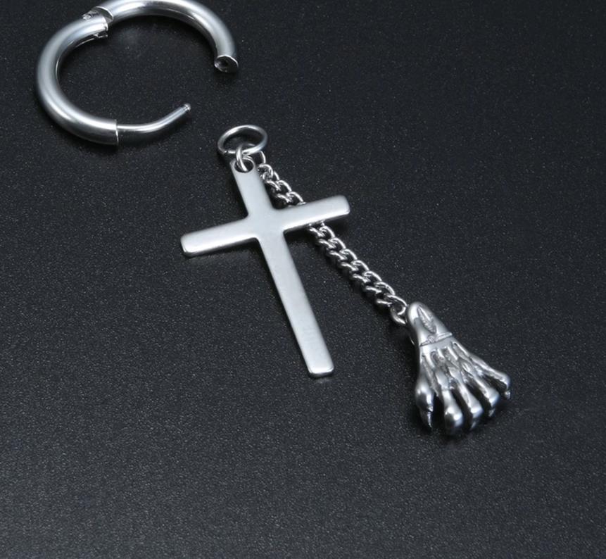 Skeleton Hand Punk Cross Hoop Earrings Unisex-Earrings-Innovato Design-Innovato Design