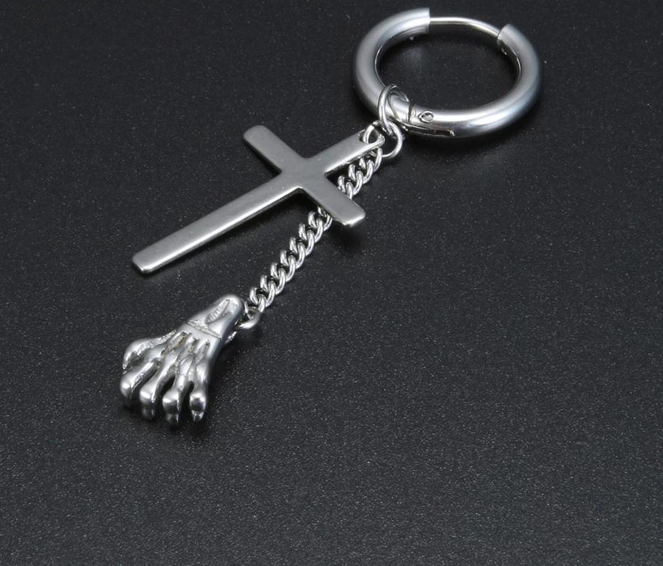 Skeleton Hand Punk Cross Hoop Earrings Unisex-Earrings-Innovato Design-Innovato Design