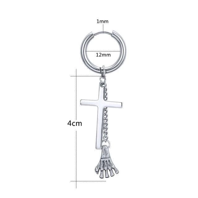 Skeleton Hand Punk Cross Hoop Earrings Unisex-Earrings-Innovato Design-Innovato Design