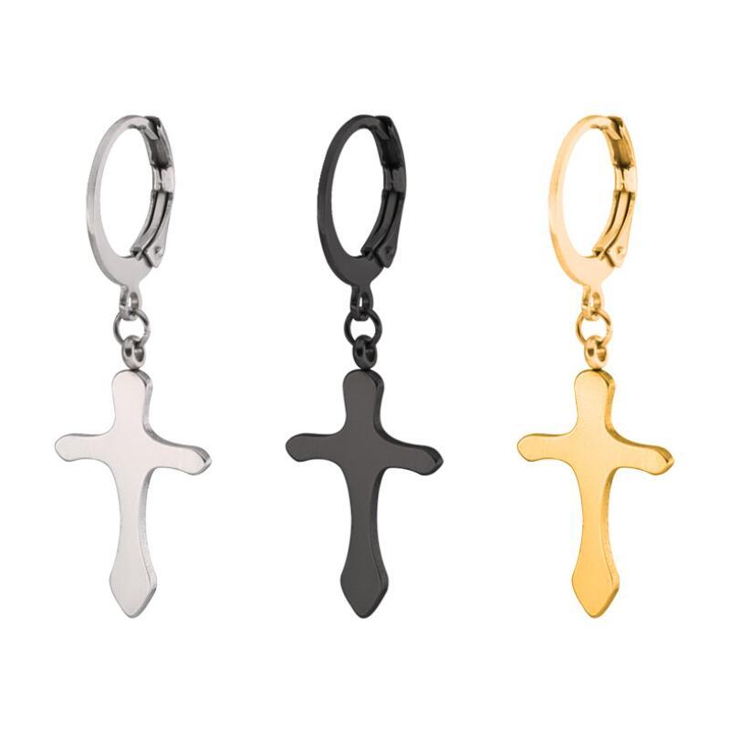 Small Cross Hoop Earrings Unisex 3 Colors-Earrings-Innovato Design-Gold-Innovato Design