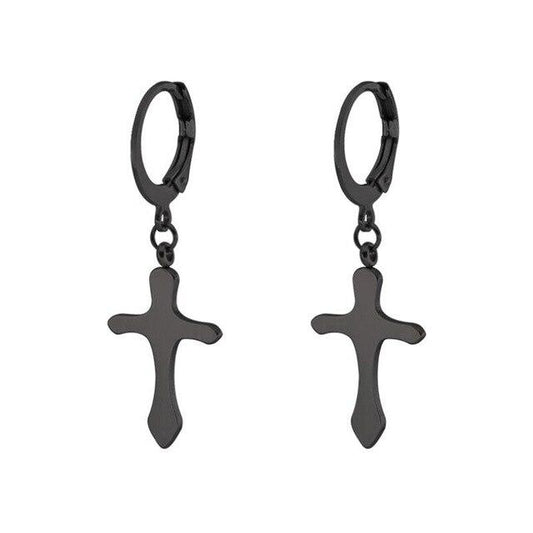 Small Cross Hoop Earrings Unisex 3 Colors-Earrings-Innovato Design-Black-Innovato Design