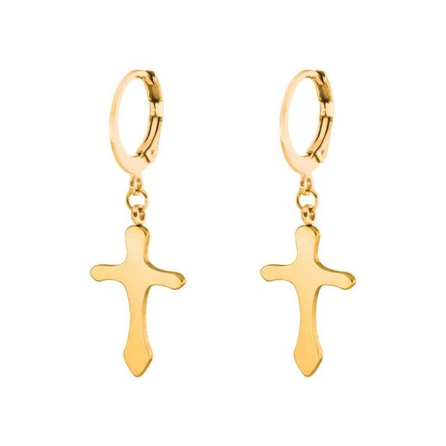 Small Cross Hoop Earrings Unisex 3 Colors-Earrings-Innovato Design-Gold-Innovato Design