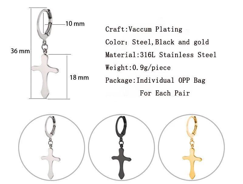 Small Cross Hoop Earrings Unisex 3 Colors-Earrings-Innovato Design-Gold-Innovato Design