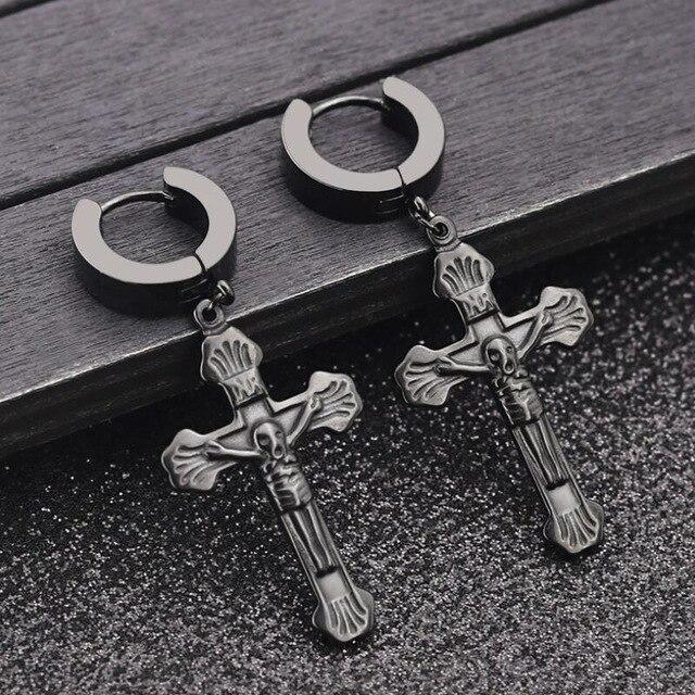 3 Colors Crucifix Hoop Earrings 319L Stainless Steel-Earrings-Innovato Design-Gold-Innovato Design