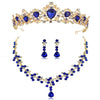 Queen Baroque Vintage Crystal Tiara, Necklace & Earrings Bridal Jewelry Set-Jewelry Sets-Innovato Design-Blue-Innovato Design