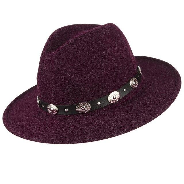 Wide Brim Wool Felt Fedora Hat with Silver Buttoned Leather Hatband-Hats-Innovato Design-Black-Innovato Design