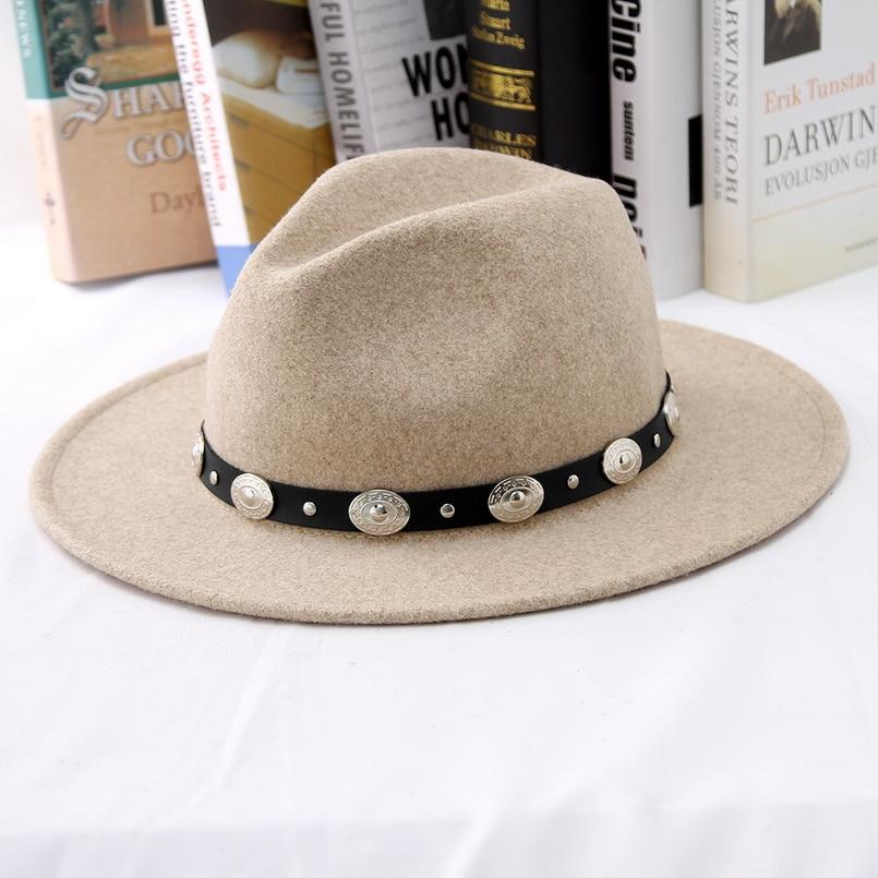 Wide Brim Wool Felt Fedora Hat with Silver Buttoned Leather Hatband-Hats-Innovato Design-Black-Innovato Design