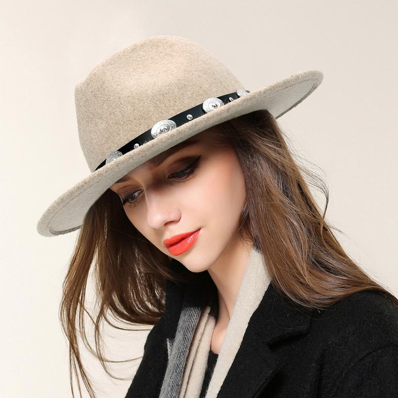 Wide Brim Wool Felt Fedora Hat with Silver Buttoned Leather Hatband-Hats-Innovato Design-Black-Innovato Design