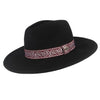 Wide Brim Wool Fedora Hat with Striped Vintage Band
