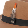 Wide Brim Wool Felt Fedora Hat with Striped Feather Band