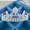 Royal Blue & Silver Crystal Bride Crown for Wedding - InnovatoDesign