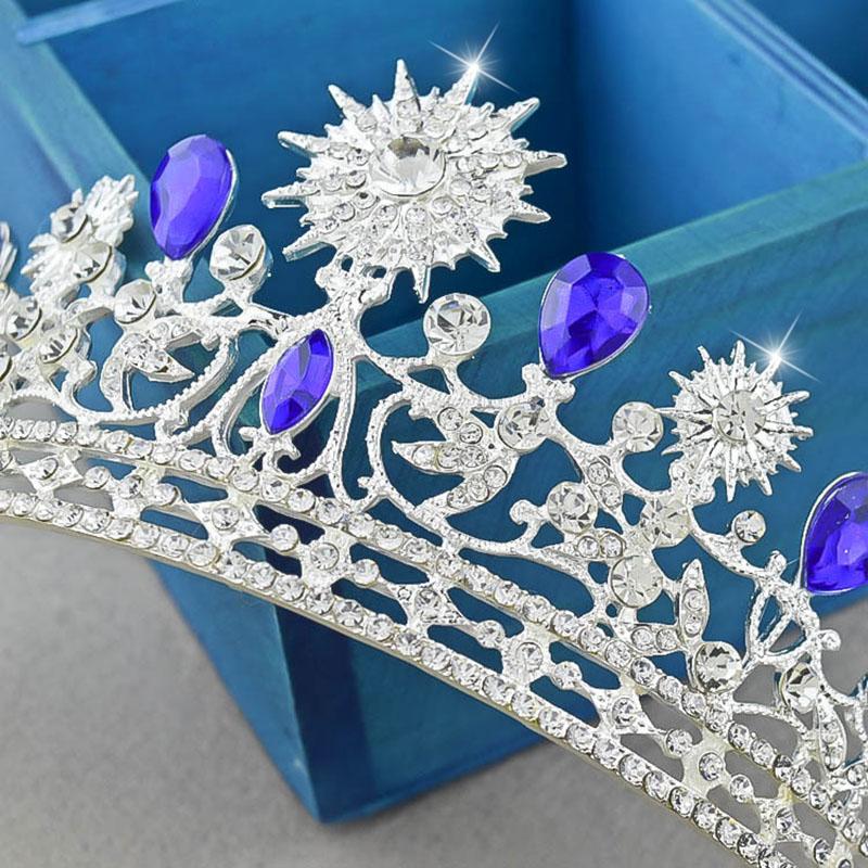 Royal Blue & Silver Crystal Bride Crown for Wedding-Crowns-Innovato Design-Innovato Design