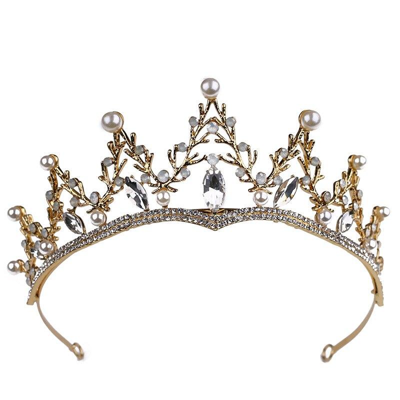 Vintage Gold Plated Pearl & Zircon Crystals Queen Crown – Innovato Design