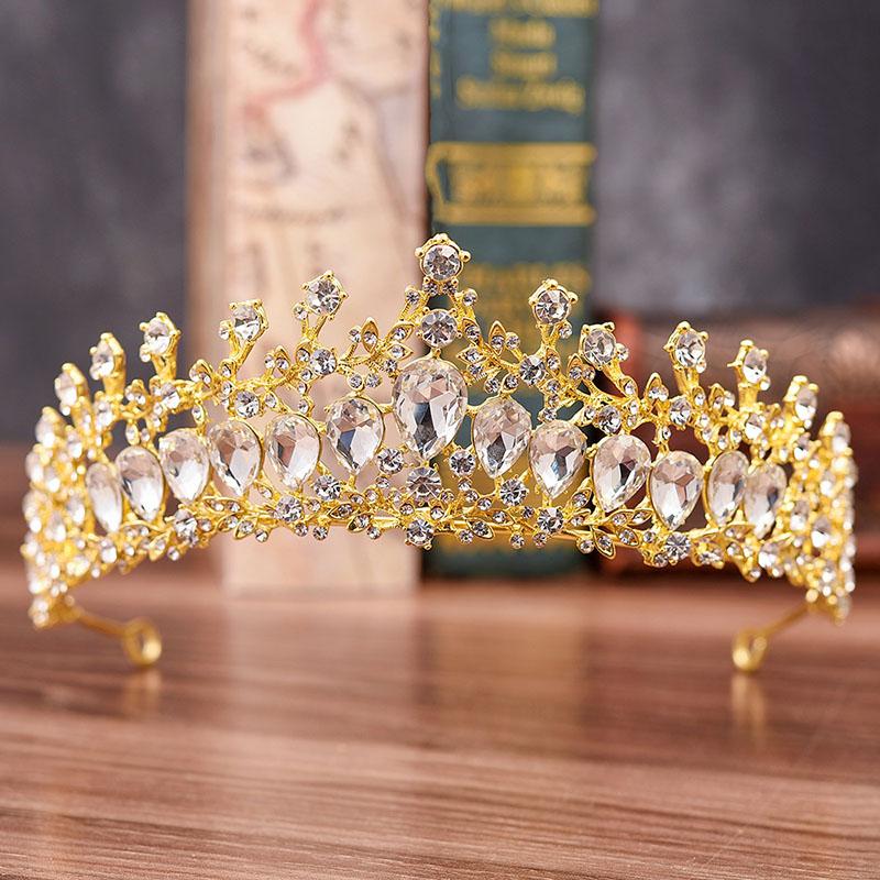 Crystal Baroque Luxury Wedding & Prom Queen Crown-Crowns-Innovato Design-Gold Blue-Innovato Design