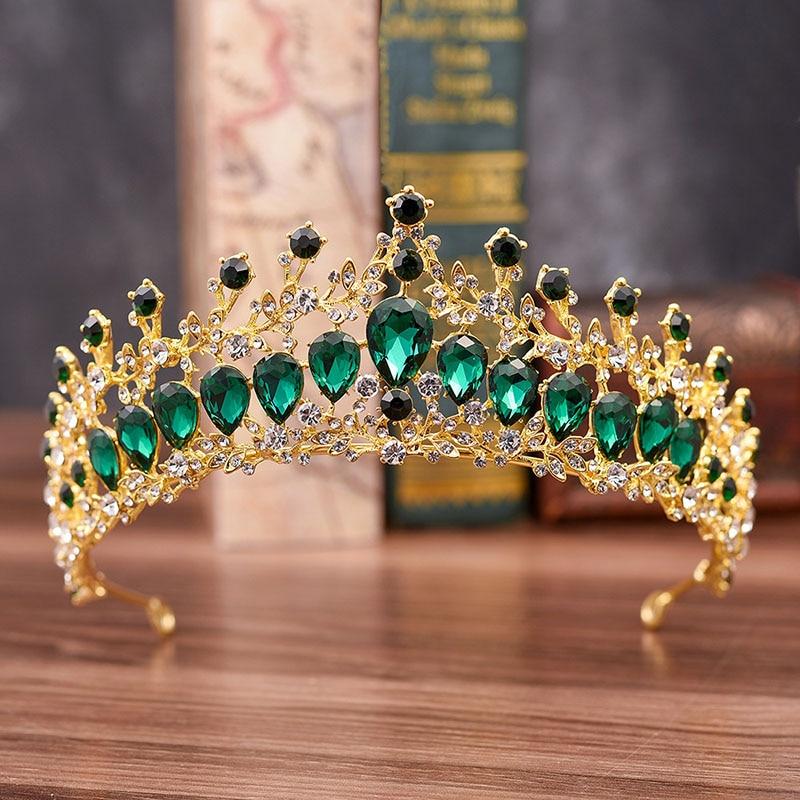 Crystal Baroque Luxury Wedding & Prom Queen Crown-Crowns-Innovato Design-Gold Blue-Innovato Design