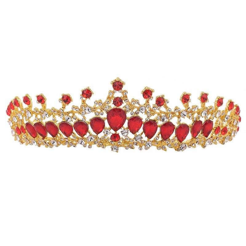 Crystal Baroque Luxury Wedding & Prom Queen Crown-Crowns-Innovato Design-Gold Red-Innovato Design