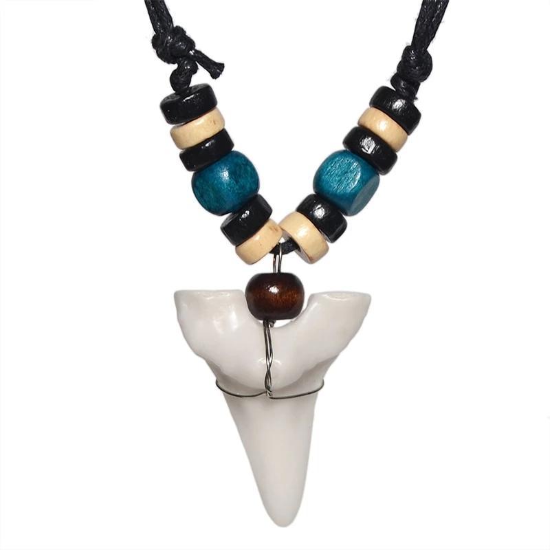 Handmade Maori Tribal Bone Choker Ceramic Shark Tooth Pendant Necklace-Necklaces-Innovato Design-Innovato Design