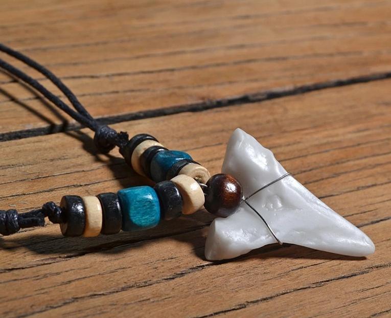 Handmade Maori Tribal Bone Choker Ceramic Shark Tooth Pendant Necklace-Necklaces-Innovato Design-Innovato Design