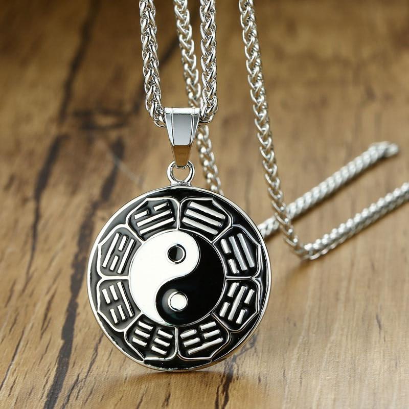 Yin & Yang Black Epoxy Stainless Steel Necklace-Necklaces-Innovato Design-Innovato Design
