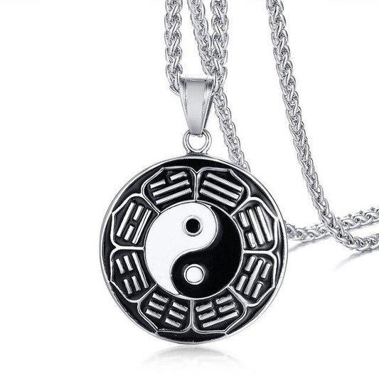 Yin & Yang Black Epoxy Stainless Steel Necklace - InnovatoDesign