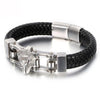 Stainless Steel Wolf Head Handmade Bangle Leather Bracelet - InnovatoDesign