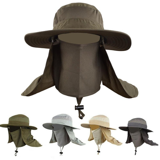UV Protection Face Neck Cover Flap Hat with Rope-Hats-Innovato Design-Gray-Innovato Design