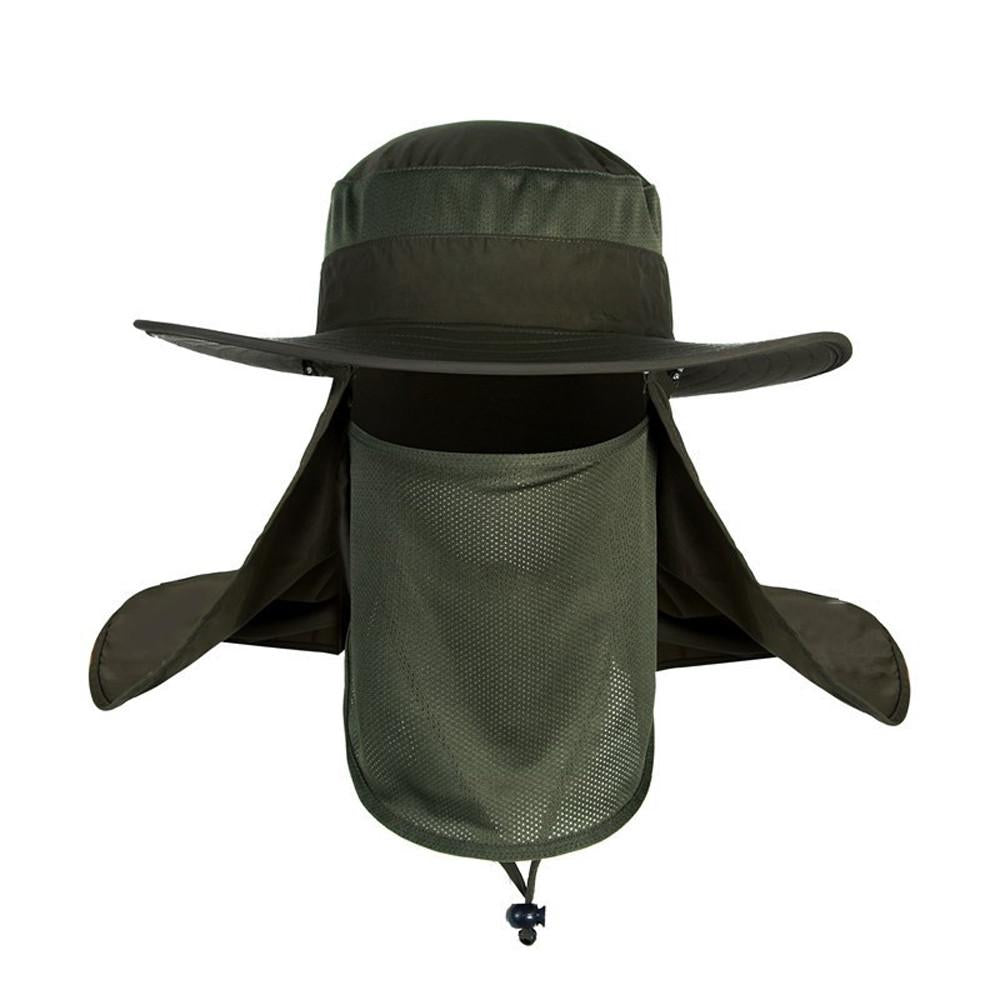 UV Protection Face Neck Cover Flap Hat with Rope-Hats-Innovato Design-Army Green-Innovato Design