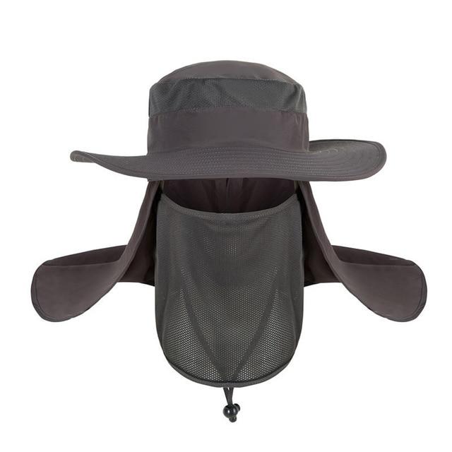 UV Protection Face Neck Cover Flap Hat with Rope-Hats-Innovato Design-Gray-Innovato Design