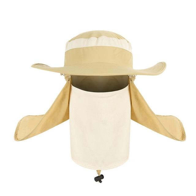 UV Protection Face Neck Cover Flap Hat with Rope-Hats-Innovato Design-Khaki-Innovato Design
