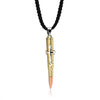 Multi-tone Silver, Gold, and Brass Rifle Bullet Pendant with Rope Necklace - InnovatoDesign