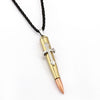 Multi-tone Silver, Gold, and Brass Rifle Bullet Pendant with Rope Necklace-Necklaces-Innovato Design-Innovato Design