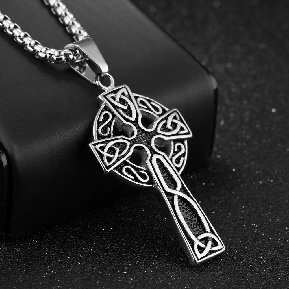 Hip Hop Silver & Gold Celtic Cross Pendant Necklace with 24 Inch Chain-Necklaces-Innovato Design-Gold-Innovato Design