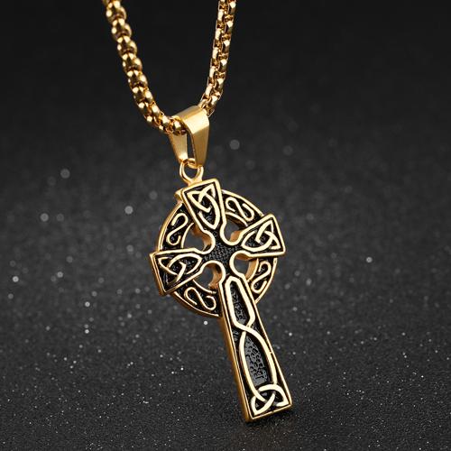 Hip Hop Silver & Gold Celtic Cross Pendant Necklace with 24 Inch Chain-Necklaces-Innovato Design-Gold-Innovato Design