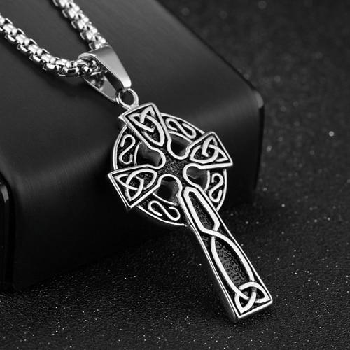 Hip Hop Silver & Gold Celtic Cross Pendant Necklace with 24 Inch Chain-Necklaces-Innovato Design-Gold-Innovato Design