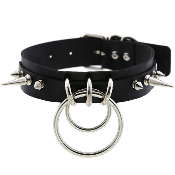 Metal Spike Collar Choker Leather Gothic Punk Harajuku Necklace