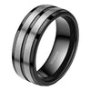 8mm Black Groove Brushed Titanium Fashion Wedding Band-Rings-Innovato Design-7-Innovato Design