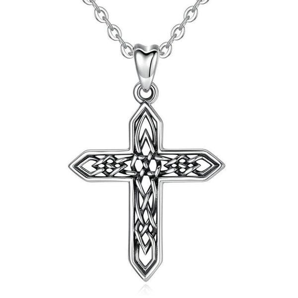 925 Silver Celtic Knot Cross Necklace; Sterling Silver Celtic Cross; 925 Silver Chain w Celtic Knot Cross; Irish authentic Necklace; Irish Knot Cross