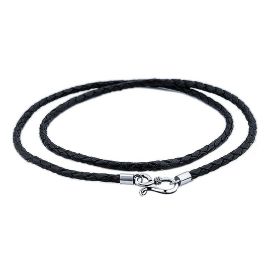 Genuine Cowhide Leather and 925 Sterling Silver Chain S-Clasp Necklace-Necklaces-Innovato Design-18.11in-Innovato Design