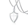 Stainless Steel Silver Shield of Faith Pendant Necklace - InnovatoDesign