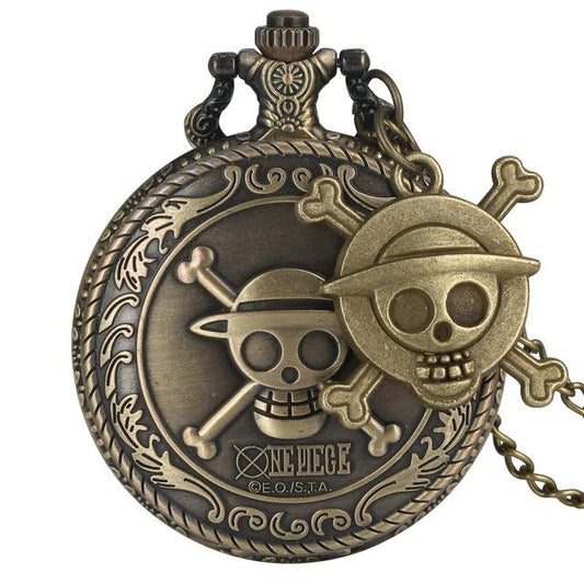 Bronze One Piece Skull Pattern Pocket Watch with Mini Keychain and Chain-Pocket Watch-Innovato Design-Beta-Innovato Design