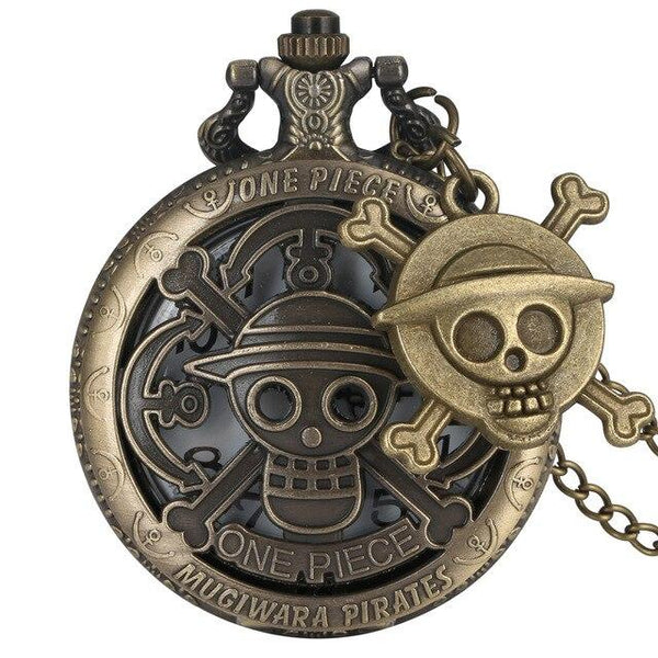 Bronze One Piece Skull Pattern Pocket Watch with Mini Keychain and Chain - InnovatoDesign