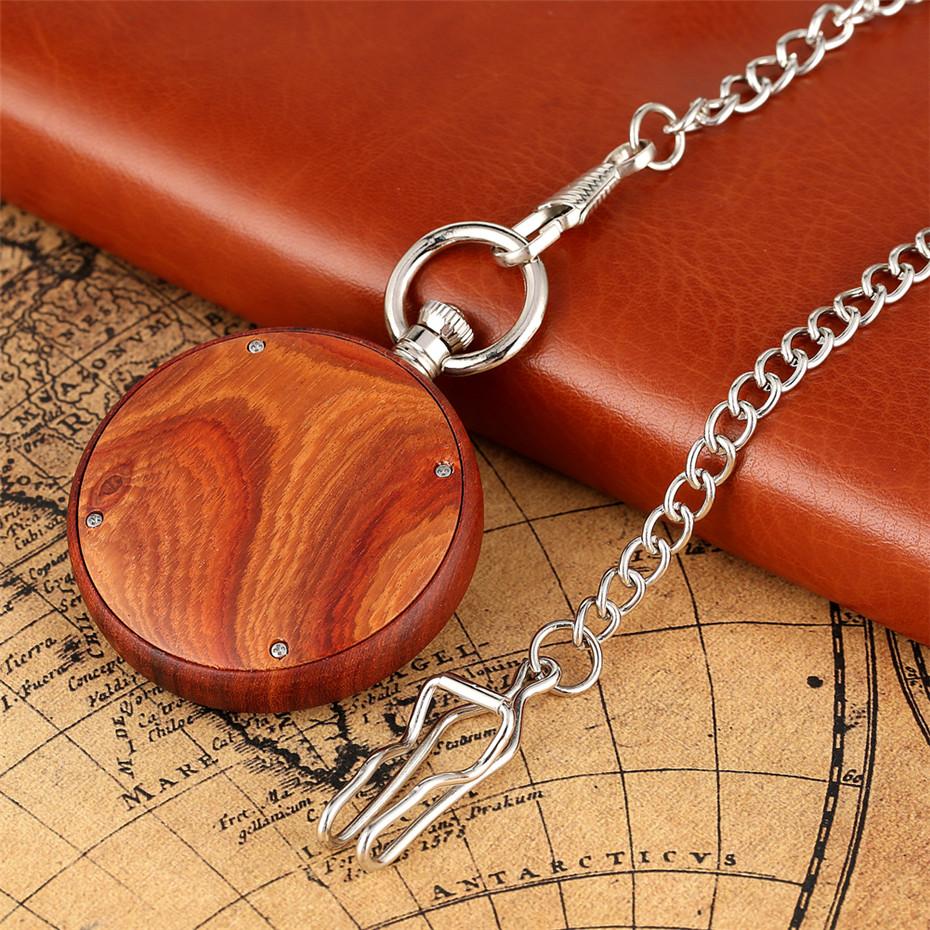 Wooden Pocket Watch with Roman Numeral Display-Pocket Watch-Innovato Design-Brown-Innovato Design