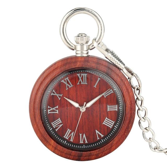 Wooden Pocket Watch with Roman Numeral Display-Pocket Watch-Innovato Design-Brown-Innovato Design